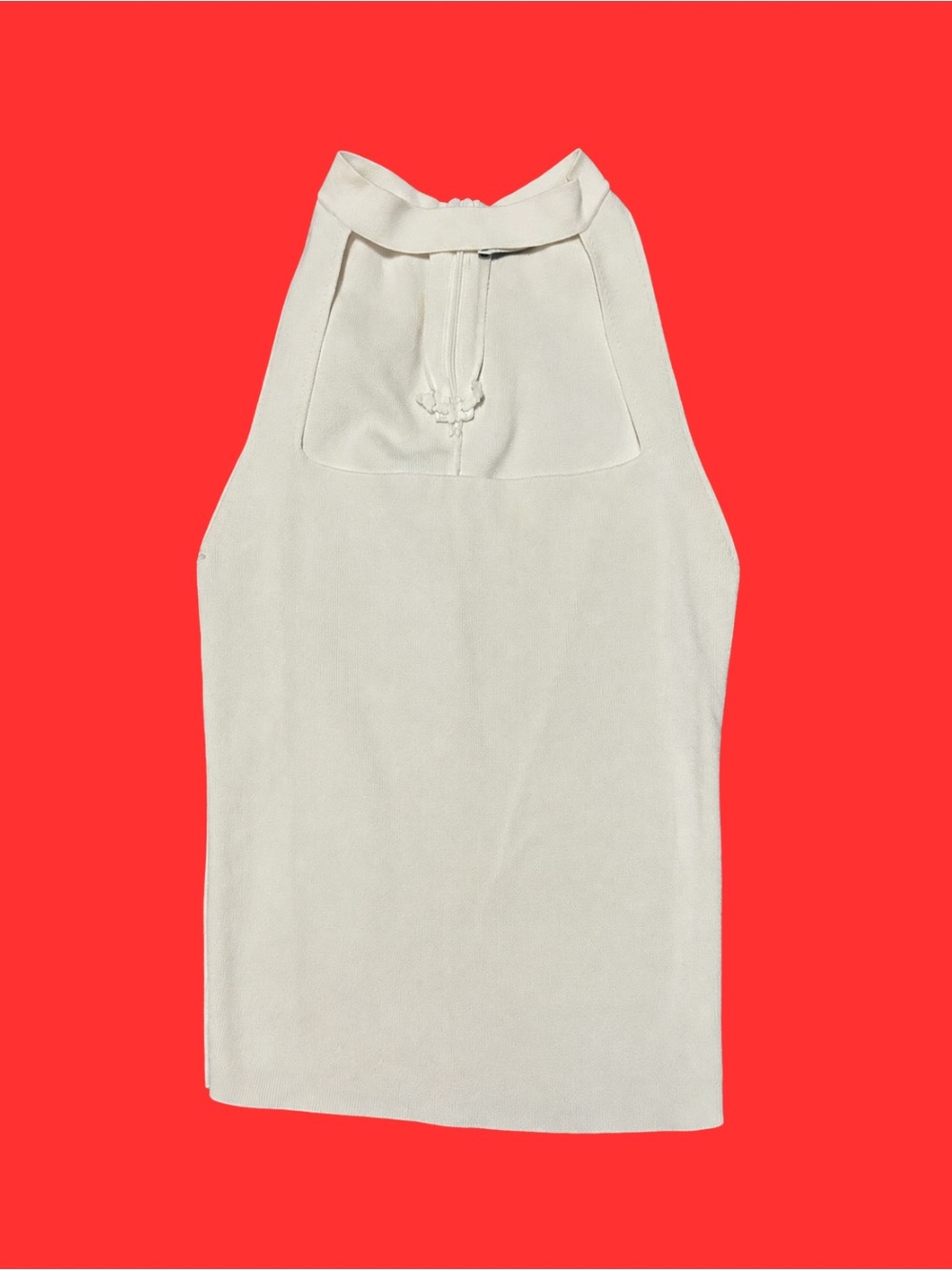 White Halter Cutout Ribbed Tank Top